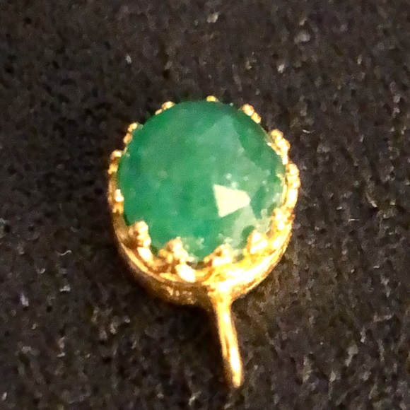 Emerald Crown Pendant/Gold Plated Sterling Silver / Raw Faceted Emerald NWT - Picture 6 of 7